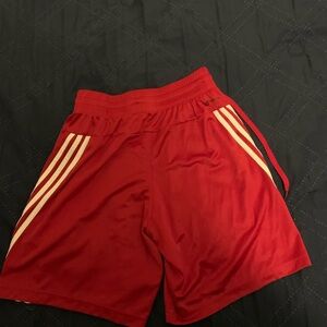 Adidas Red Shorts with White Stripes